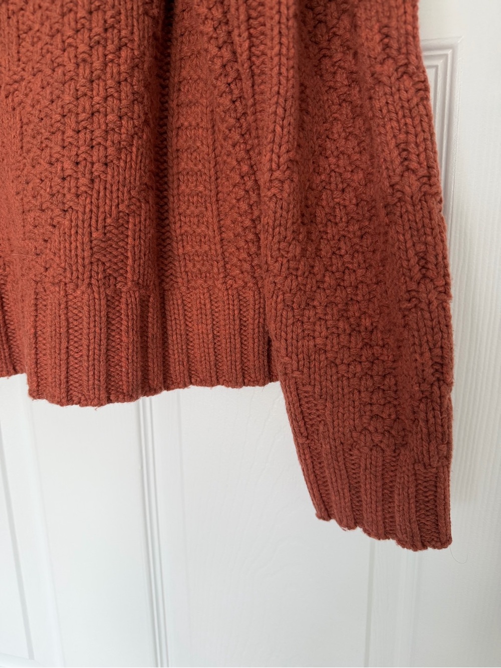 Madewell Ridgecrest Cable-Knit Crewneck Sweater in Rust Size Large - Picture 10 of 16